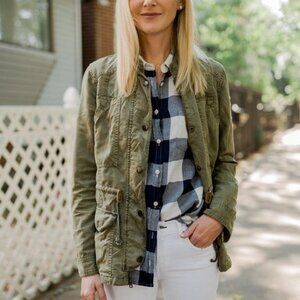 Hinge Green Cargo Army Utility Jacket Size Small